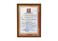 Certificate of Merit from the Moscow City Construction Departament