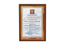 Certificate of Merit from the Moscow City Construction Departament